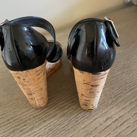 Stuart Weitzman Oneliner Wedge Sandals Patent Leather Size 8 - Picture 2 of 7